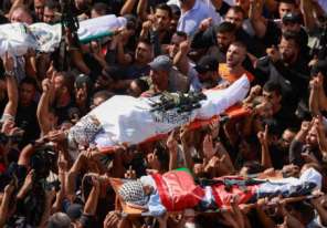 تشييع جثمانيّ الشهيدين الزغارنة وحوشية في الرماضين ويطا بمحافظة الخليل