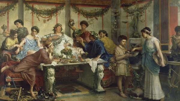 لوحة فنية للرسام الإيطالي روبرتو بومبياني تعود إلى القرن التاسع عشر تصور كرنفال ساتورن