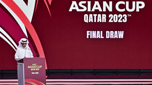 رئيس الاتحاد الآسيوي الشيخ سلمان ابراهيم بن خليفة يلقي كلمة قبل سحب قرعة كأس آسيا 2023