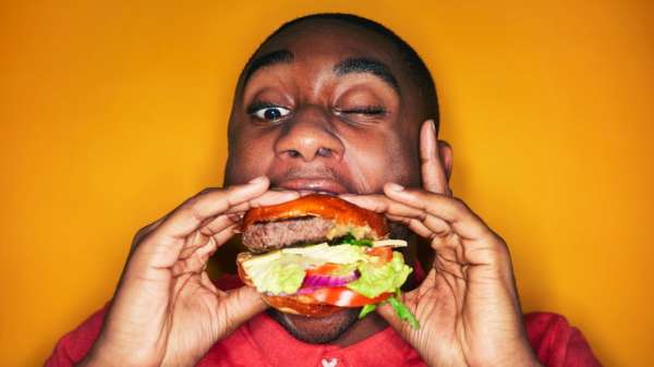 Man eating a burger