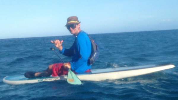 Keith Davis on a canoe