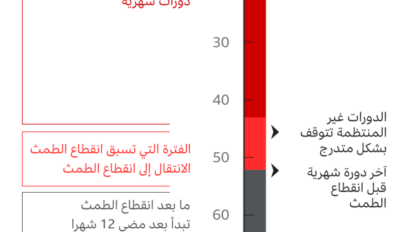 رسم توضيحي لمراحل انقطاع الطمث