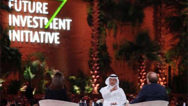 وزير الطاقة السعودي الأمير عبد العزيز بن سلمان آل سعود يتحدث في مؤتمر مبادرة مستقبل الاستثمار في الرياض ، المملكة العربية السعودية.