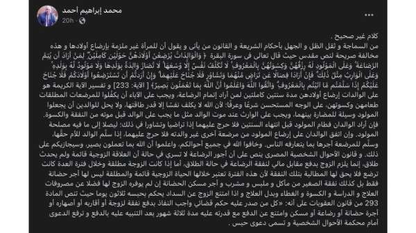محمد إبراهيم أحمد، وهو قانوني يقول إنه حاصل الدكتوراة في الشريعة الإسلامية، فند تصريحات أبو القمصان لافتاً إلى أنها