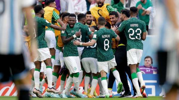احتفال المنتخب السعودي